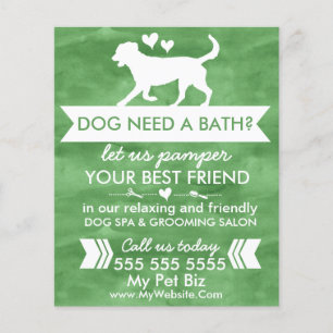 Trendy Green Hundepflege Flyer - Personalisierbar