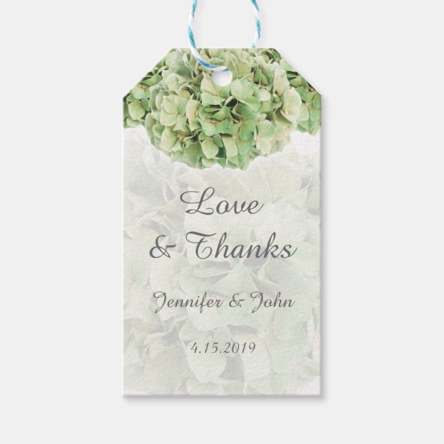 Trendy Green Hydrangeas Gastgeschenk Hochzeit Gift Geschenkanhänger (Vorderseite)