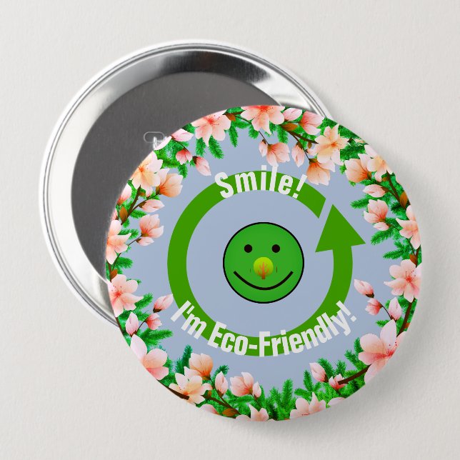 Trendy Green Öko Friendly Button (Vorne & Hinten)