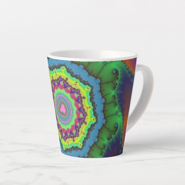 Trendy Green, Orange und Blue Fraktal Milchtasse (Rechte Ecke)