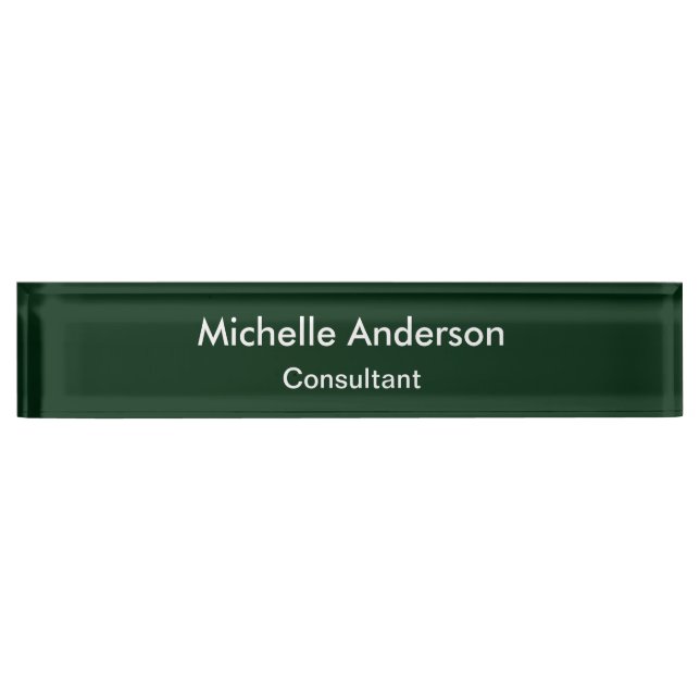 Trendy Green Script Consultant Desk Namplate Namensplakette (Vorderseite)