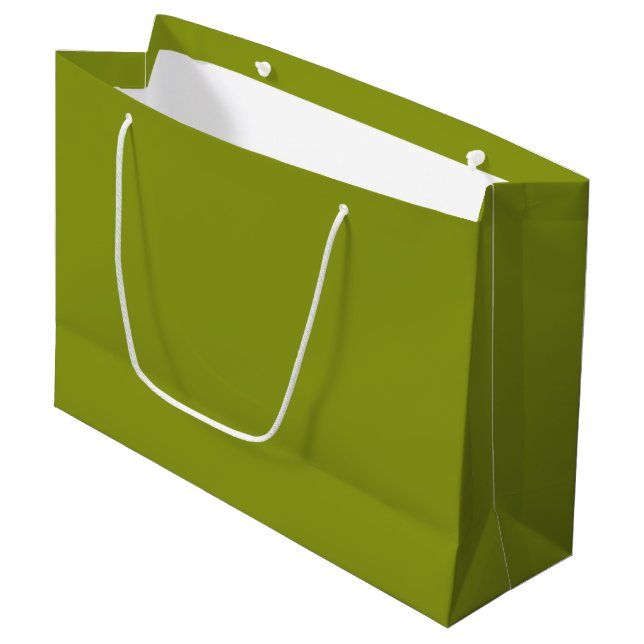 Trendy Green (Vollfarbe) Große Geschenktüte (Vorderseite Schrägansicht)