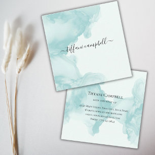 Trendy Green Watercolor Business Card Quadratische Visitenkarte