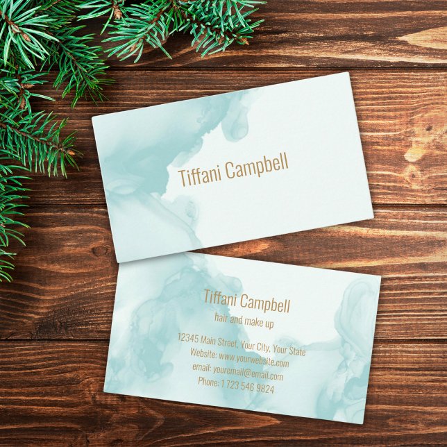 Trendy Green Watercolor Business Card Visitenkarte (Von Creator hochgeladen)