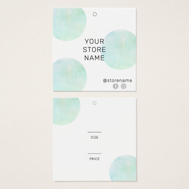 Trendy Green Watercolor Square Boutique Preis (Vorne & Hinten)