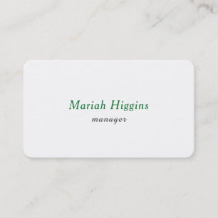 Trendy Green White Schlicht Elegante Minimalistisc Visitenkarte
