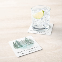 Trendy Greenery Elegant Winter Holiday Party Rechteckiger Pappuntersetzer