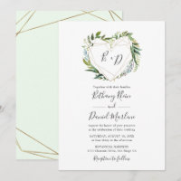 Trendy Greenery mit geometrischer Herzenshochzeit