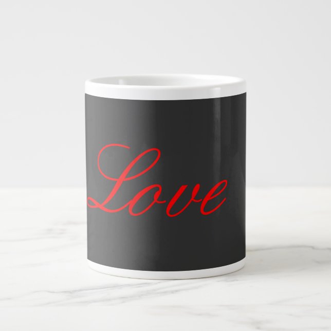 Trendy Grey Background Red Liebe Wedding Jumbo-Tasse (Vorderseite)