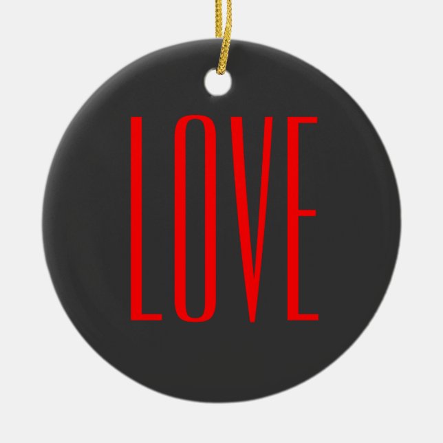 Trendy Grey Background Red Liebe Wedding Keramik Ornament (Vorne)
