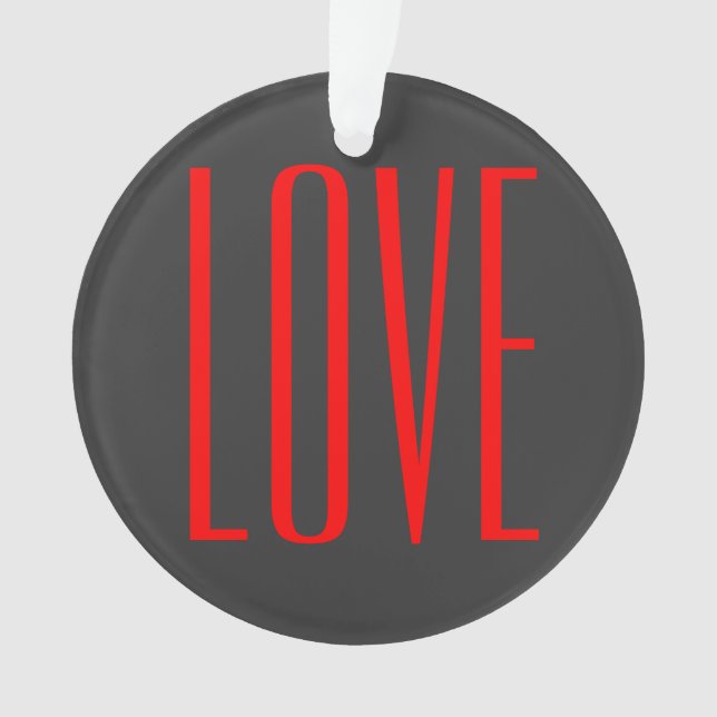 Trendy Grey Background Red Liebe Wedding Ornament (Vorderseite)