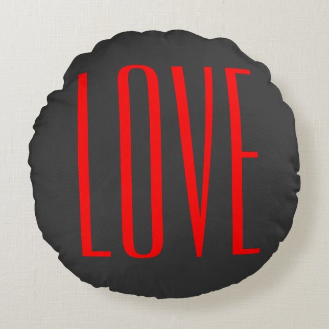 Trendy Grey Background Red Liebe Wedding Rundes Kissen (Vorderseite)