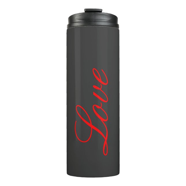 Trendy Grey Background Red Liebe Wedding Thermosbecher (Vorderseite)