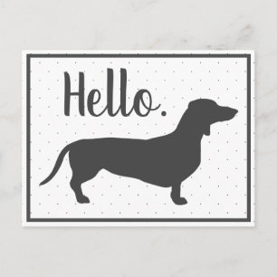 Trendy Grey Dackel & Black Dots Hallo Postkarte