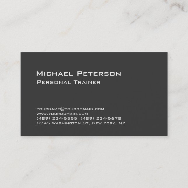 Trendy Grey Personal Trainer Fitness Carte de visi (Devant)