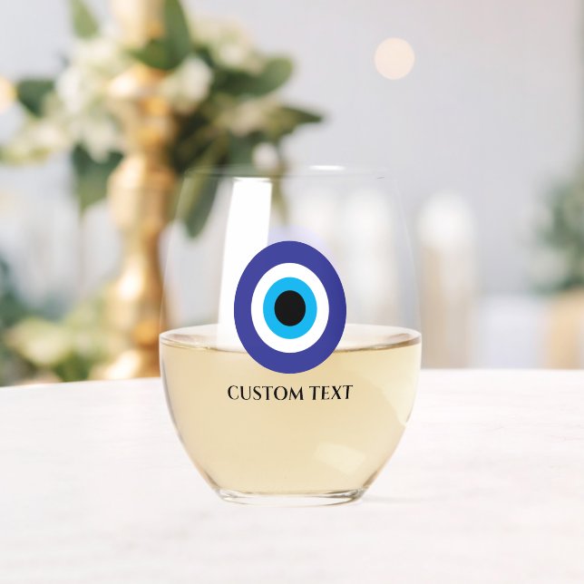 Trendy griechische türkische Hochzeit Evil Eye Blu Weinglas Ohne Stiel (Insitu (Hochzeit))