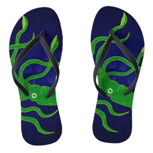 trendy grüner Tintenfisch im blauen Ozean Flip Flops