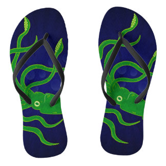 trendy grüner Tintenfisch im blauen Ozean Flip Flops