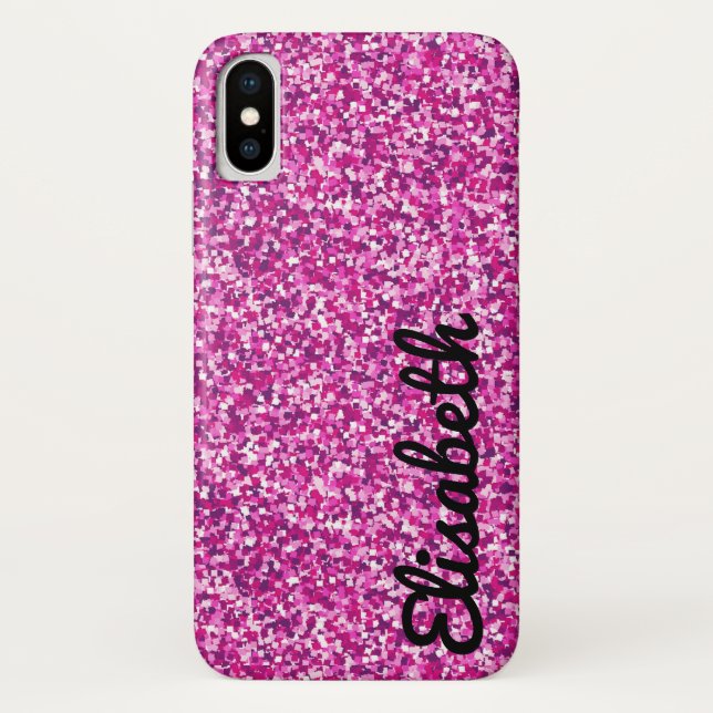 Trendy, gürmisch, rosa bedruckter Glitzer personal Case-Mate iPhone Hülle (Rückseite)