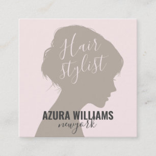 Trendy haar stylist blush pink mädchenhafte Schönh Quadratische Visitenkarte