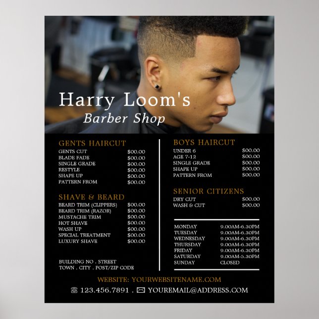 Trendy Hair Cut, Men Barbers Price List Poster (Vorne)