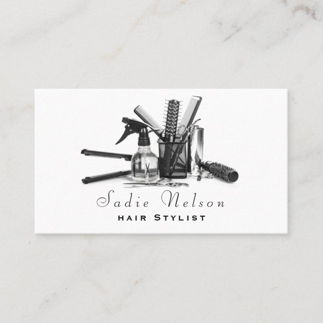 Trendy Hair Stylist Salon Tools Beauty Visitenkarte (Vorderseite)