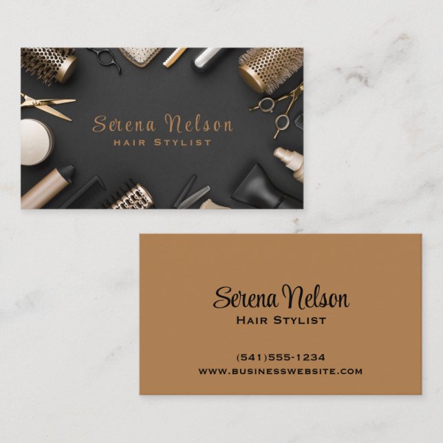 Trendy Hair Stylist Salon Tools Beauty Visitenkarte (Vorne/Hinten)