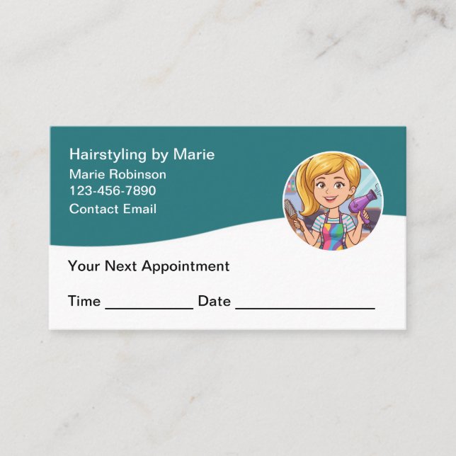 Trendy Hairstylist Appointment Cards Terminkarte (Vorderseite)