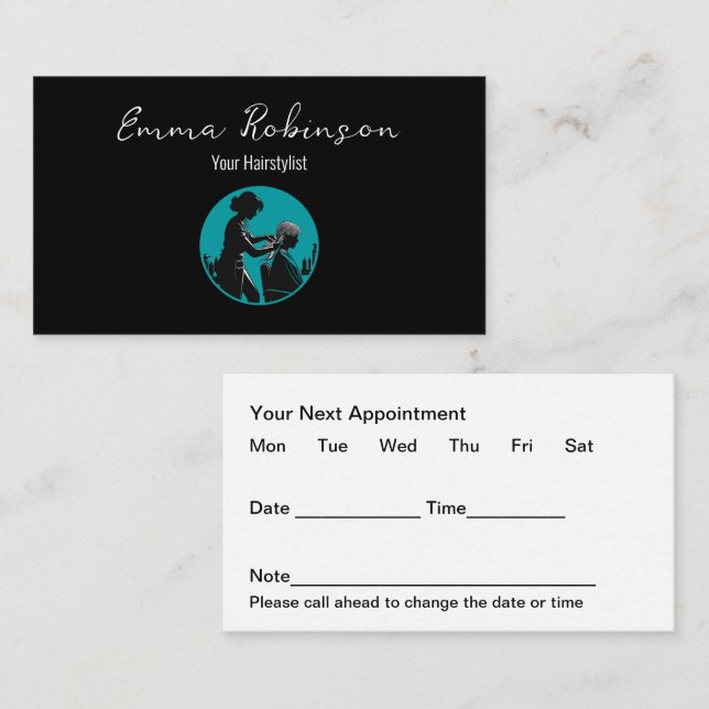 Trendy Hairstylist Hairstyling Termine Karten (Vorne/Hinten)