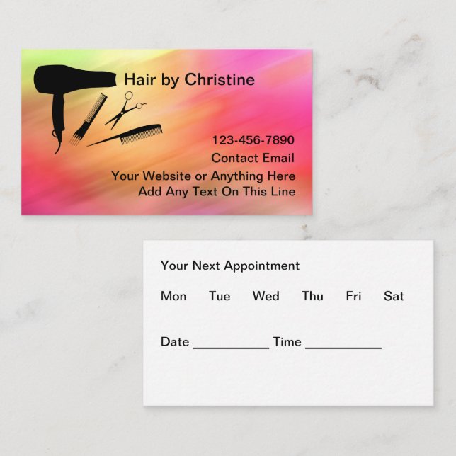 Trendy Hairstylist Termine Business Cards (Vorne/Hinten)