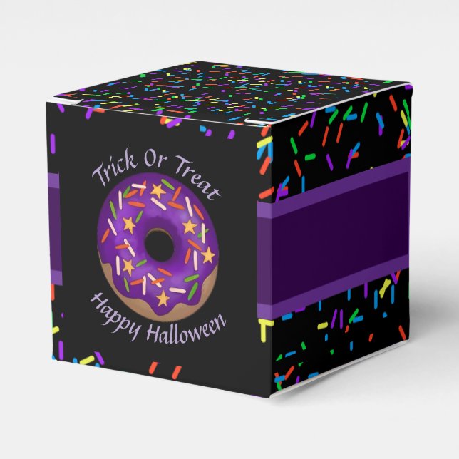 Trendy Halloween Lila Sprinkle Donut Party Geschenkschachtel (Vorderseite)