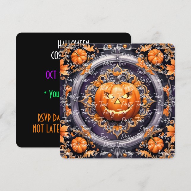 Trendy Halloween Pumpkin Autumn Collection Einladung (Vorne/Hinten)