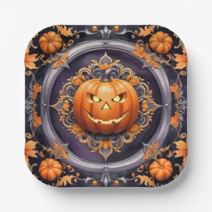 Trendy Halloween Pumpkin Autumn Collection Pappteller