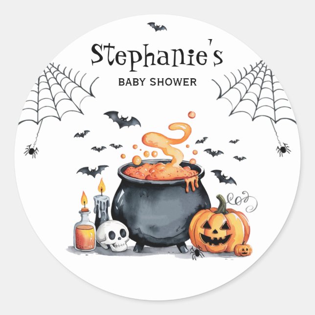 Trendy Halloween Spooky Baby Dusche Runder Aufkleber (Vorderseite)