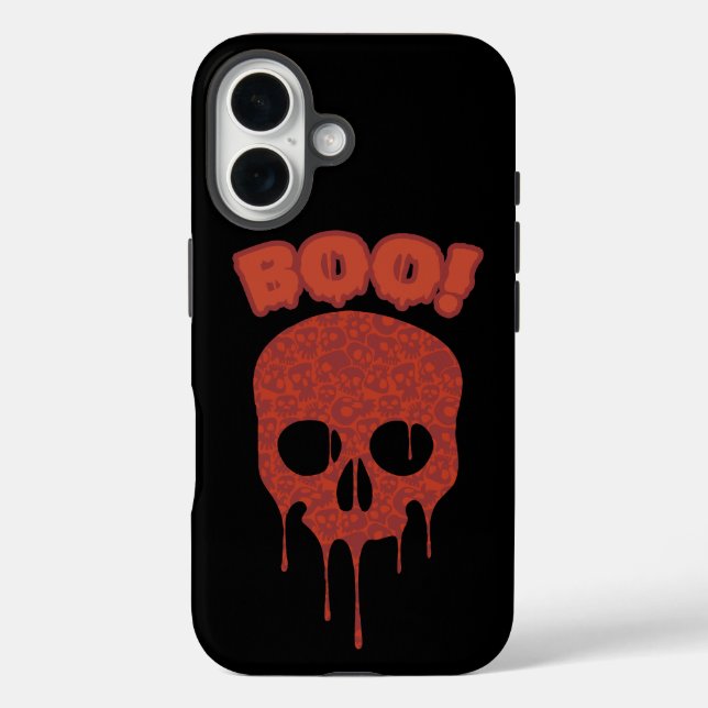 Trendy Halloween Spooky Boo Skull iPhone 16 Hülle (Rückseite)