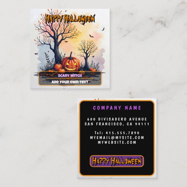 Trendy Halloween Spooky Cute Collection Quadratische Visitenkarte (Vorne/Hinten)
