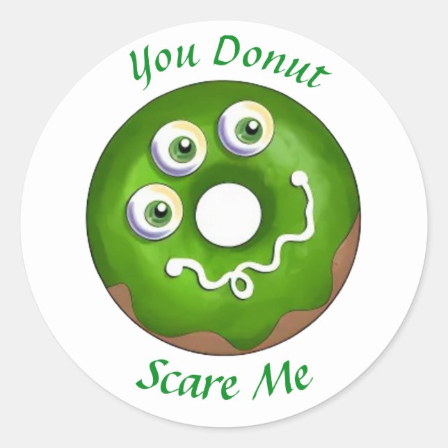 Trendy Halloween Spooky Green Monster Eyes Donut Runder Aufkleber (Vorderseite)