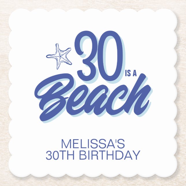 Trendy Hand Drawn Doodle 30 ist ein Strand Geburts Untersetzer (Vorderseite)