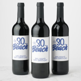 Trendy Hand Drawn Doodle 30 ist ein Strand Geburts Weinetikett