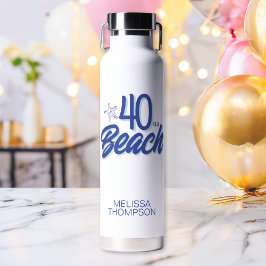 Trendy Hand Drawn Doodle 40 Is A Beach Birthday Trinkflasche