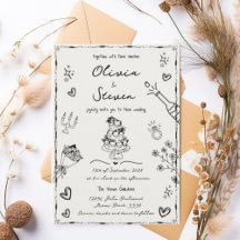 Trendy Hand Drawn Quirky Scribble Wedding