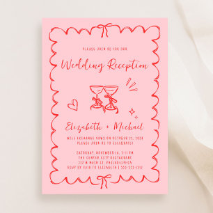 Trendy Hand Drawn Wavy Frame Hochzeitsempfang Einladung