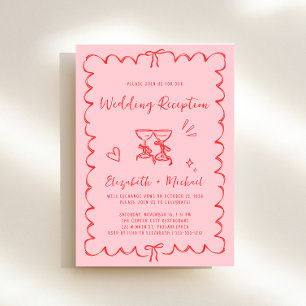 Trendy Hand Drawn Wavy Frame Hochzeitsempfang Einladung