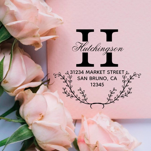 Trendy Hand-gezeichnet Wreath-Rücksendeadresse Gummistempel (Von Creator hochgeladen)