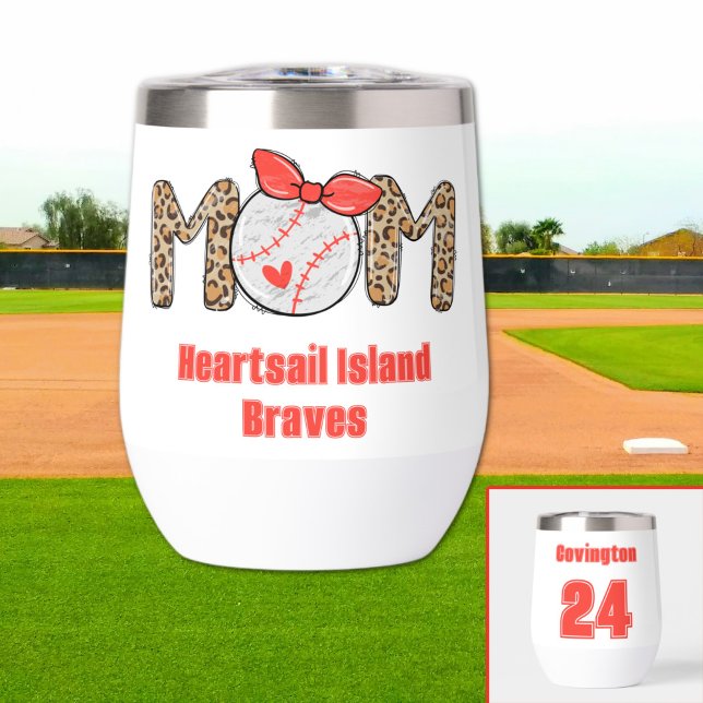 Trendy Hand gezeichnete Baseball-Mama Personalisie (Trendy Baseball Mom Personalized Thermal Wine Tumbler)