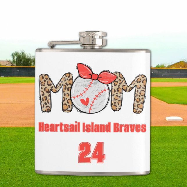 Trendy Hand gezeichnete Baseball-Mama Personalisie Flachmann (Trendy Baseball Mom Personalized Flask)