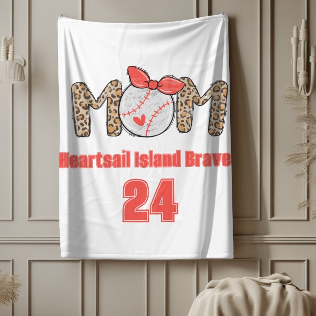 Trendy Hand gezeichnete Baseball-Mama Personalisie Fleecedecke (Trendy Baseball Mom Personalized Fleece Blanket)