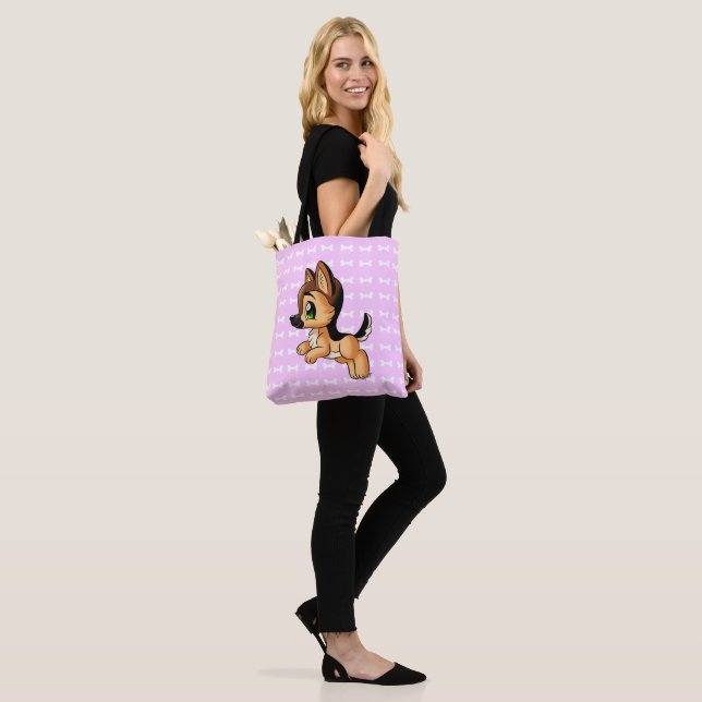 Trendy Hand gezeichnete Hunderosa-Taschen-Tasche | Tasche (Am Model)
