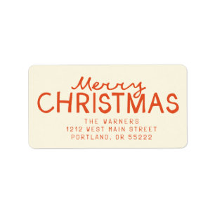 Trendy Handgeschriebener froher Weihnachtstext Adressaufkleber