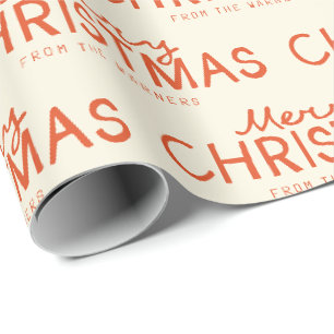 Trendy Handgeschriebener froher Weihnachtstext Geschenkpapier